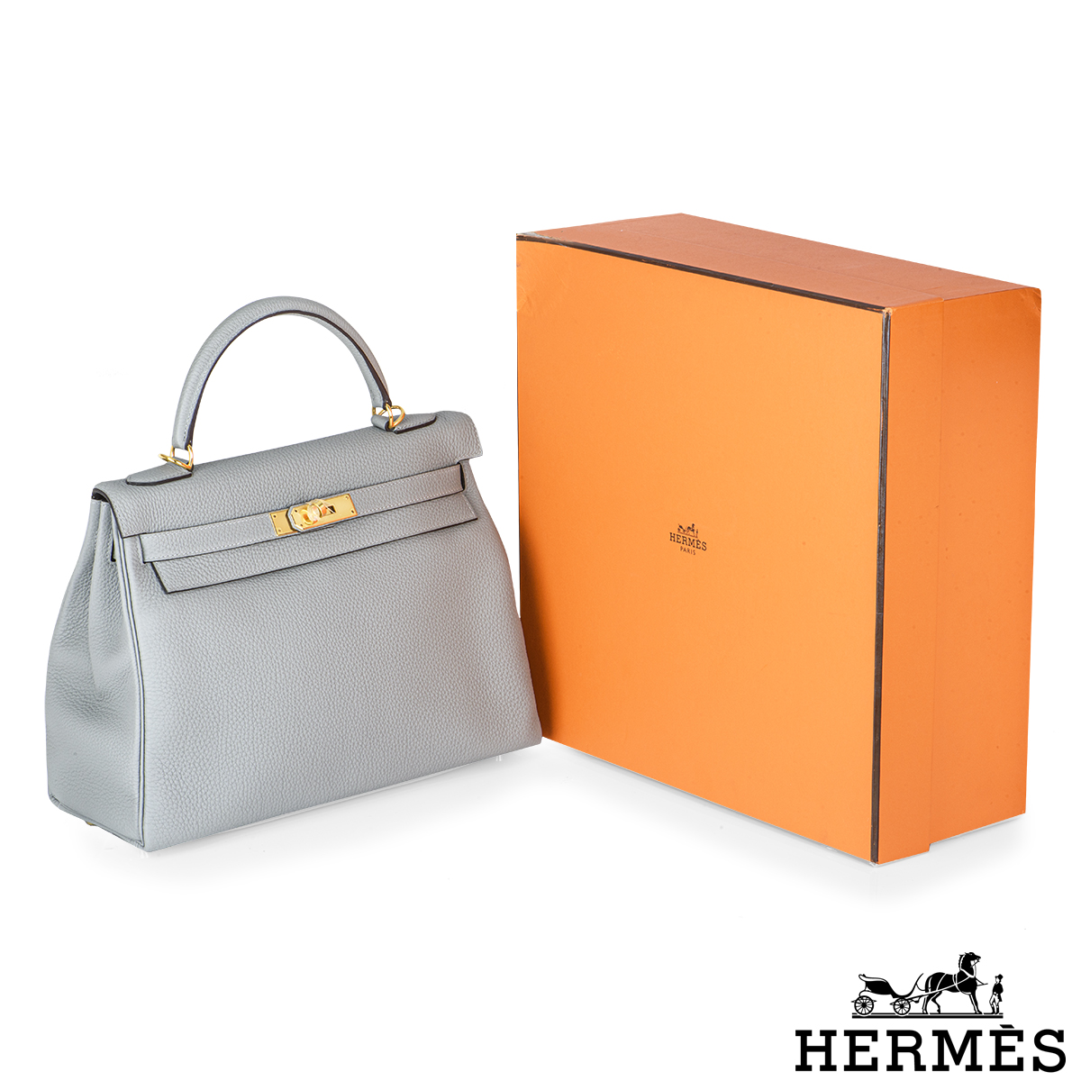 Hermes Kelly 25 Retourne Togo Gris Asphalt GHW Handbag 2019 in Box